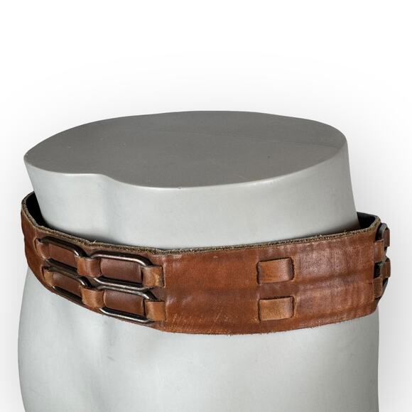 Vintage Brown Wide Leather Belt - Picture 5 of 7